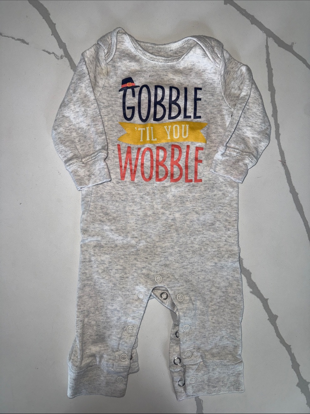 Carter's Grey 'Gobble 'Til You Wobble' Long-Sleeve Footie